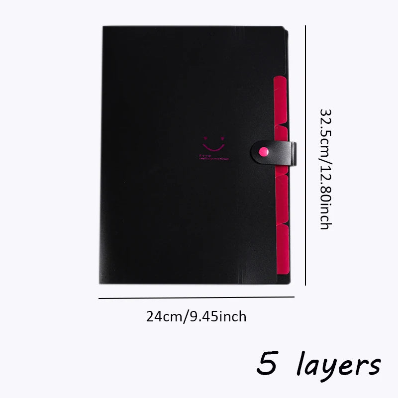 A4 Organ Folder 5 Layers Macaron Colors File Manager Storage Simple Folder for Student School and Office Stationery Supplies