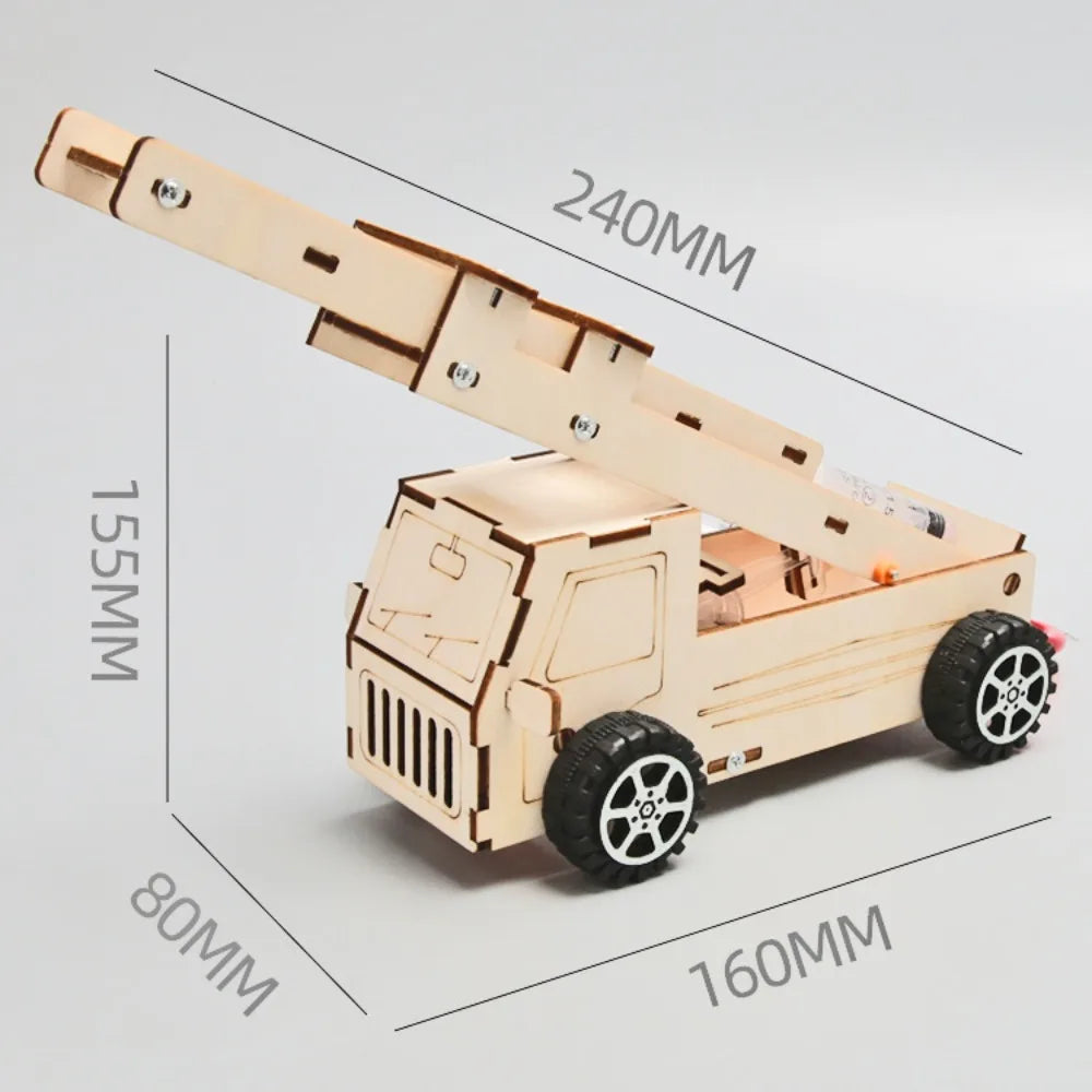DIY Wooden Fire Ladder Truck Kit for Kids | STEM Educational Toy, Ideal for Primary Science Experiments & Hands - on Learning