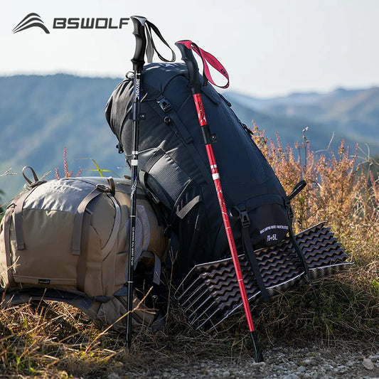BSWOLF 2Pcs Ultralight Trekking Poles  Walking Sticks Hiking Canes  Folding Aluminum Walking Pole  Nodic Walking Sticks