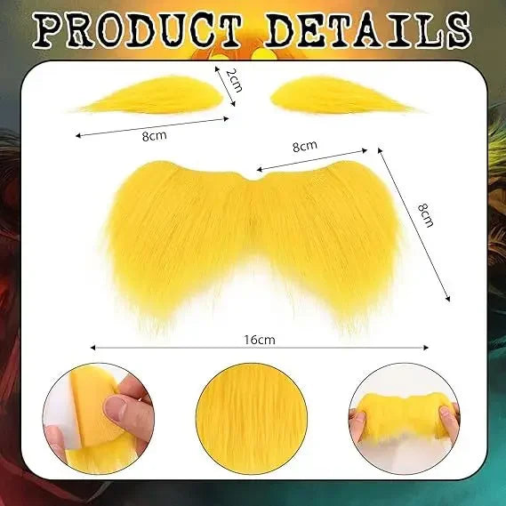 Halloween Party Jumpsuit Orange Costume Yellow Moustache and Eyebrow Baring Orange Bodysuit Masquerade Outfits for Kid and Adult