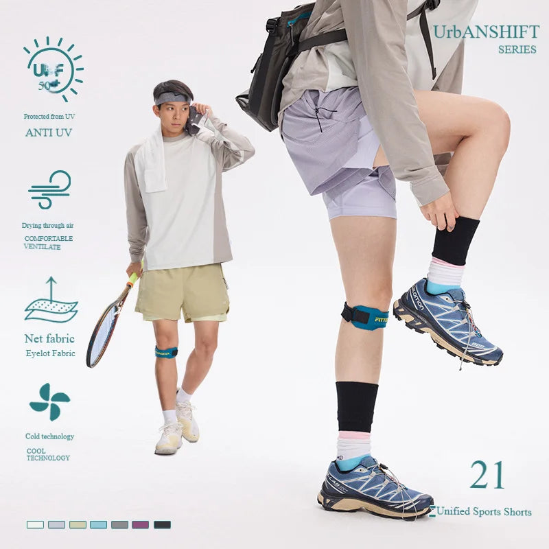 Unisex 2-in-1 Quick-Dry Cooling Sport Shorts | Anti-Ride Up Design for Cycling & Gym | Breathable Lightweight Fabric  8 Colors