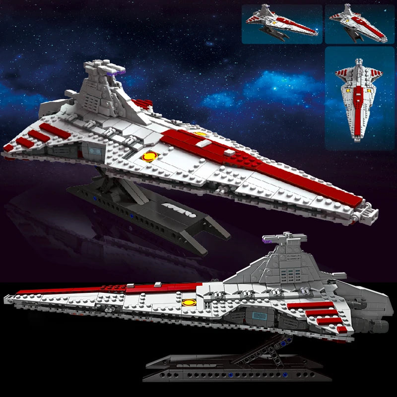 960PCS Space Battleship Building Blocks Spaceship Defense Ship MOC Model Bricks Kits Desktop Decoration Adult Toy Birthday Gifts