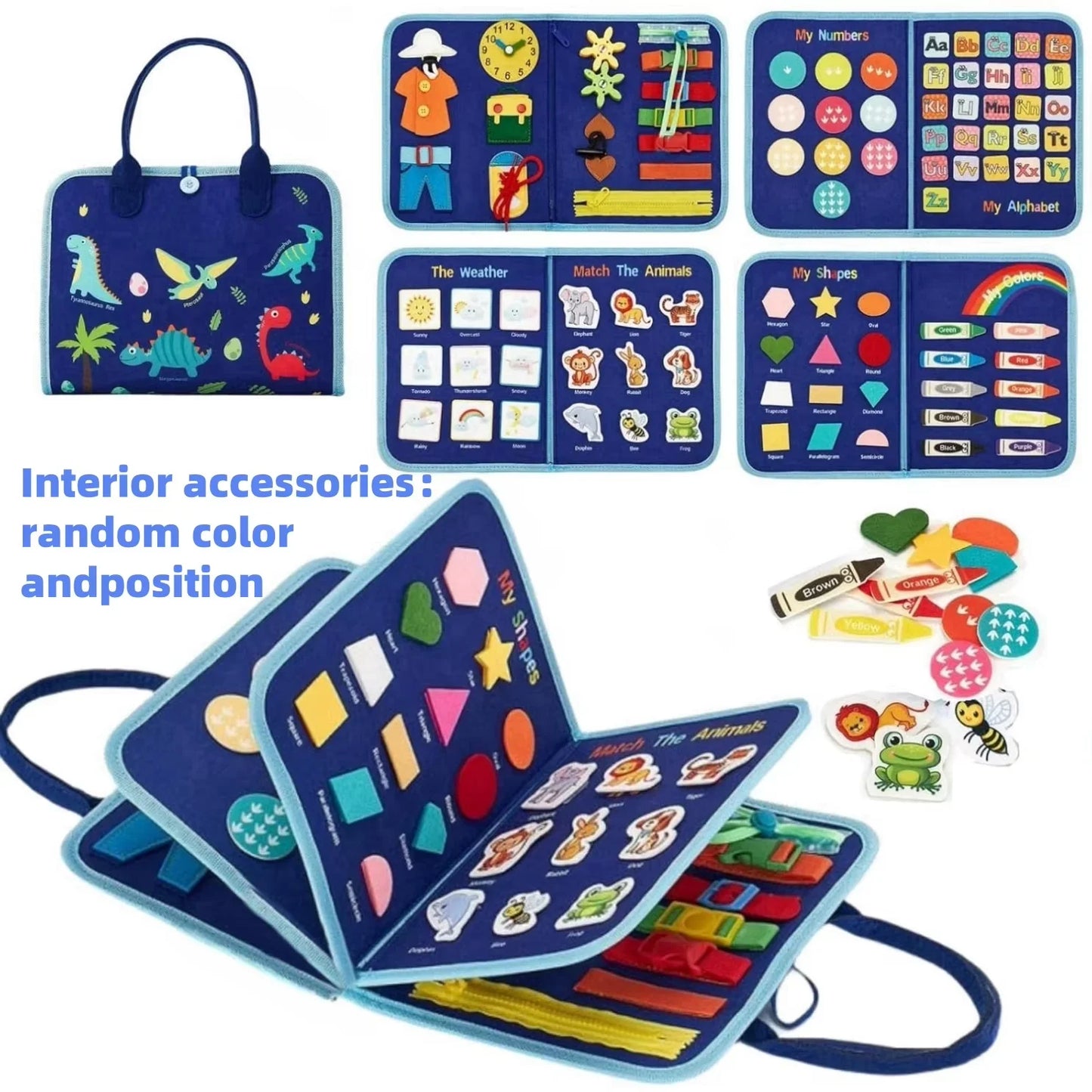 Montessori Busy Board Sensory Toys Educational Travel Activities for Kids Preschool Fine Motor Skills Learning Gift