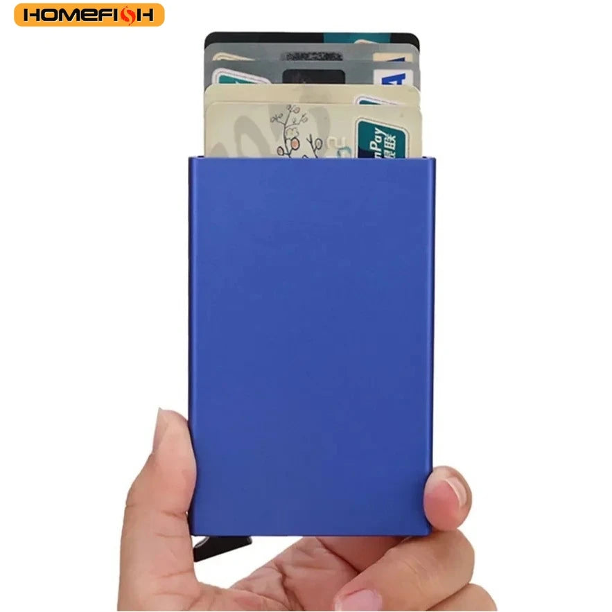 HOMEFISH Pop-up Metal Card Holder, Lightweight Portable Wallet, Fashion Mini Coin Purse for Men and Women