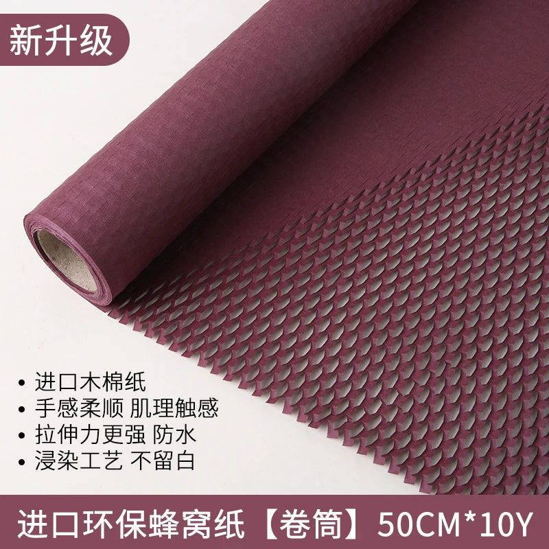 Honeycomb Mesh Embossed Paper Floral Art Bouquet Flower Arrangement Gift Wrapping Material Waterproof Designer High Quality