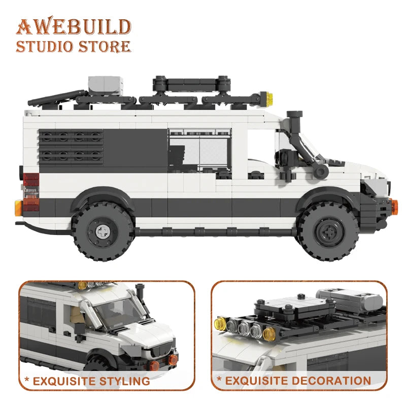 Camping Station Wagon Travel Trailer Model DIY Bricks Off-road Vehicle Building Blocks City RV Car STEM Toys Adult Birthday Gift