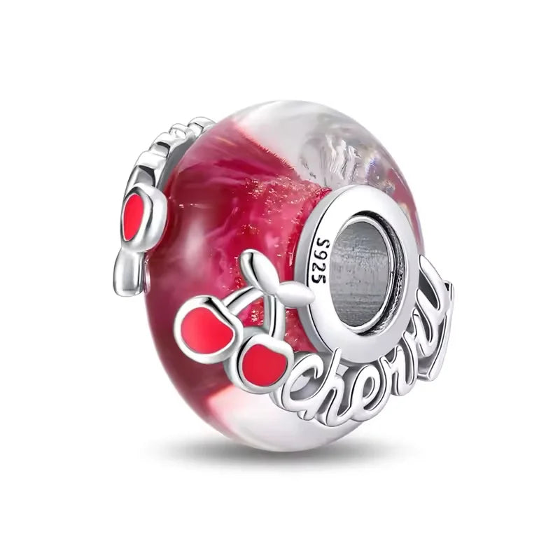 2025classic 925 Sterling Silver Colored Flower Leaf Cosmic Rainbow Murano Glass Charms Beads Fit DIY Bracelet Women Jewelry Gift
