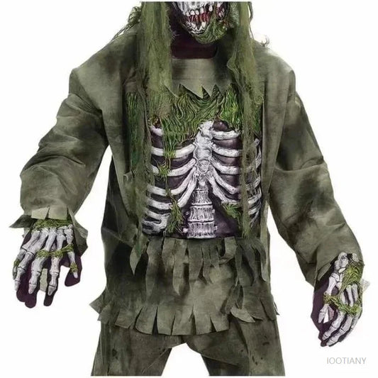 Zombie Costume for Kids & Adults – Scary Skeleton Halloween Outfit, Heights 122–195 cm