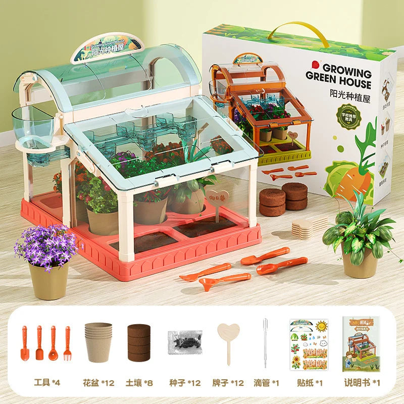 Kids Greenhouse Toy Plant Growing Kit With Tools Soil Observation Box STEM Education Science Experiment Kindergarten Home Garden