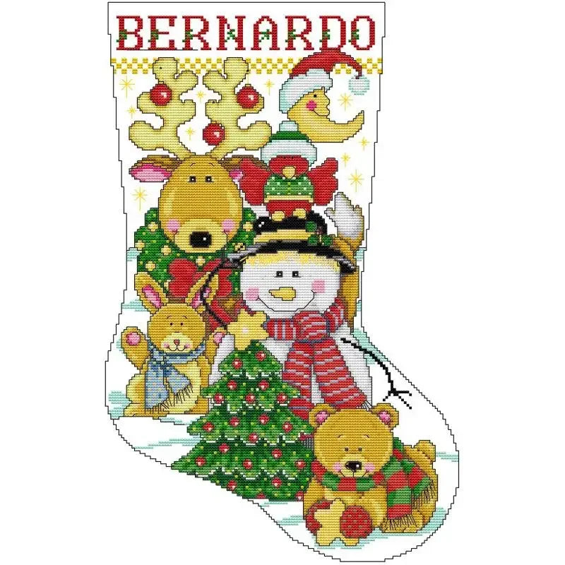 Christmas Stocking Series NKF Cartoon Pattern Cross Stitch Kit 14 16 11CT White Count Canvas Set DIY Embroidery Home Decor Gifts