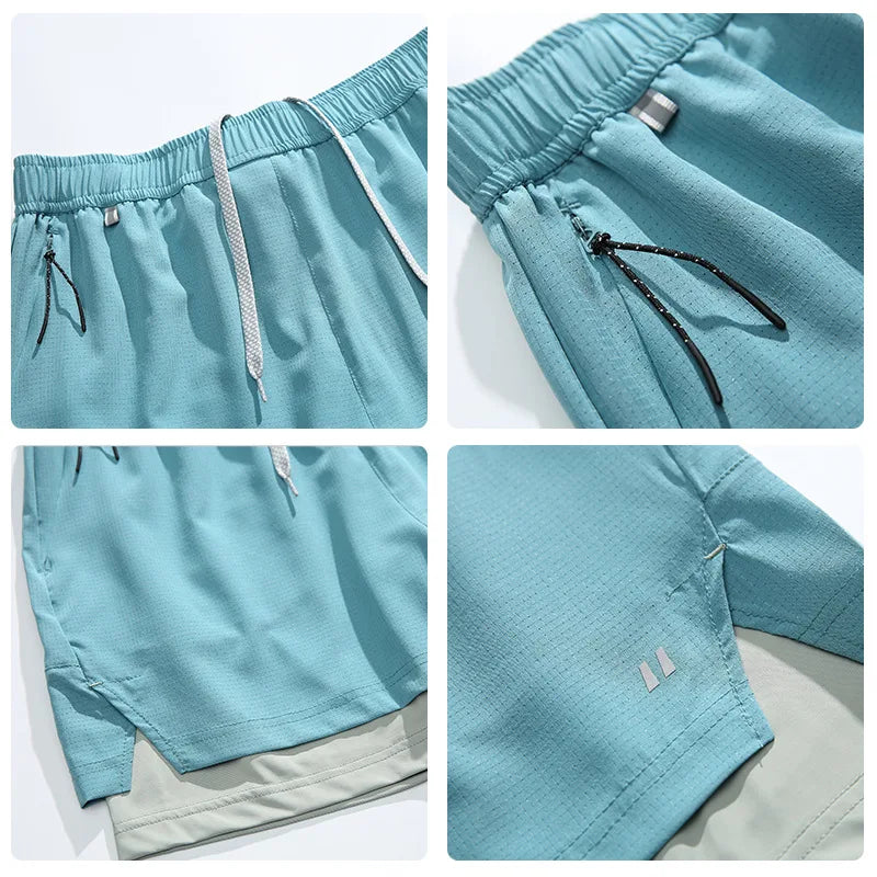 Unisex 2-in-1 Quick-Dry Cooling Sport Shorts | Anti-Ride Up Design for Cycling & Gym | Breathable Lightweight Fabric  8 Colors