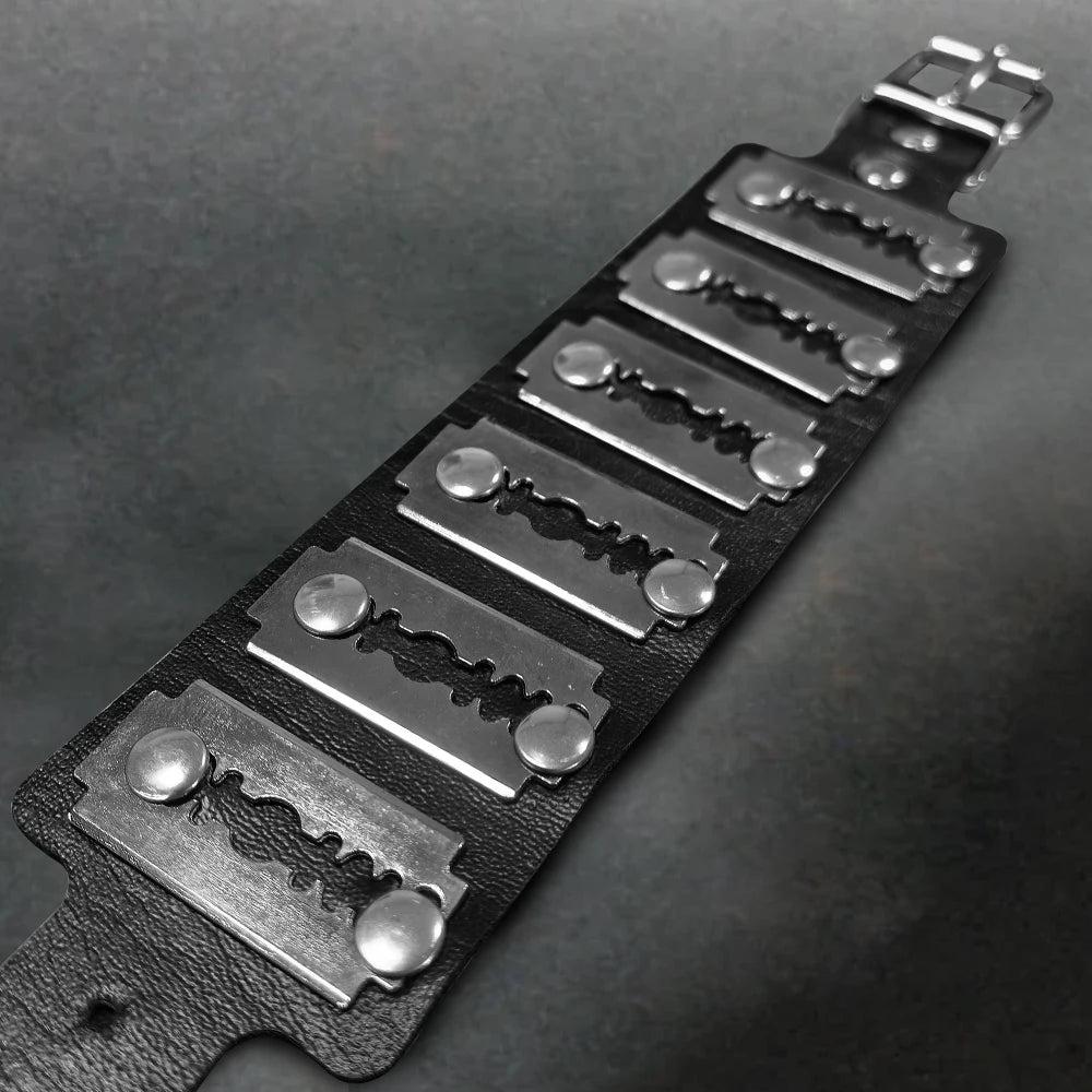 Halloween Punk Gothic Pu Leather Fashion Bracelet, Daily Holiday Party Costume Decoration, Hip-Hop Performance Handmade Outfit