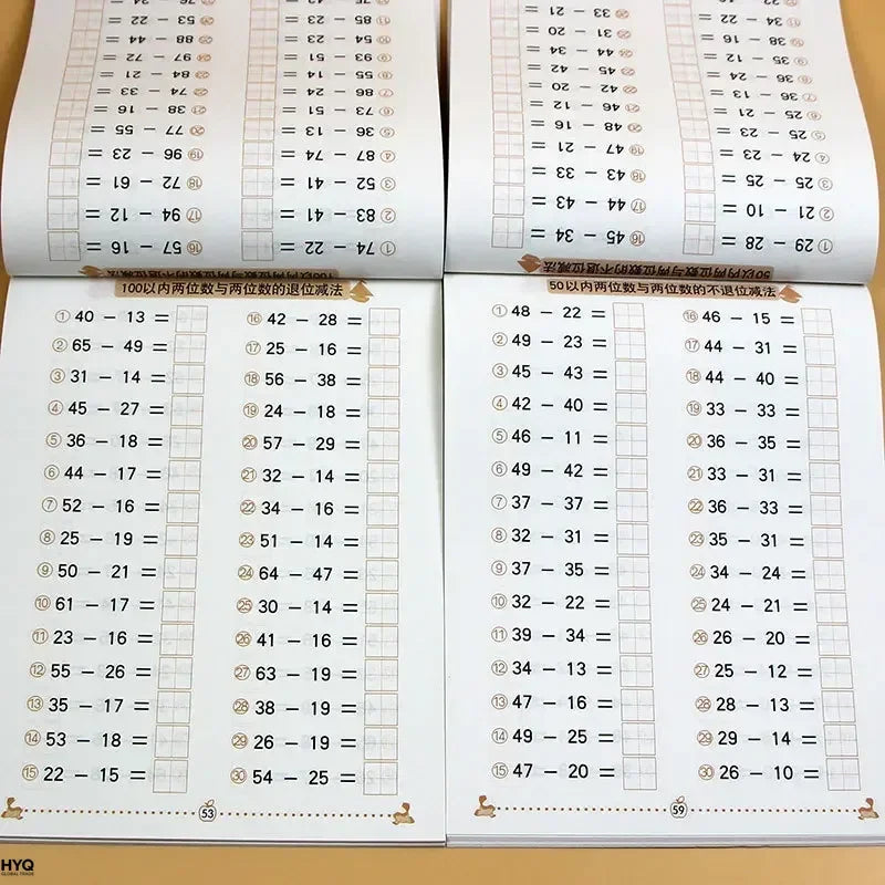 Mathematics Textbook for Kids - 10/20/50/100 Addition & Subtraction Cards Kindergarten Early Education Exercise Book