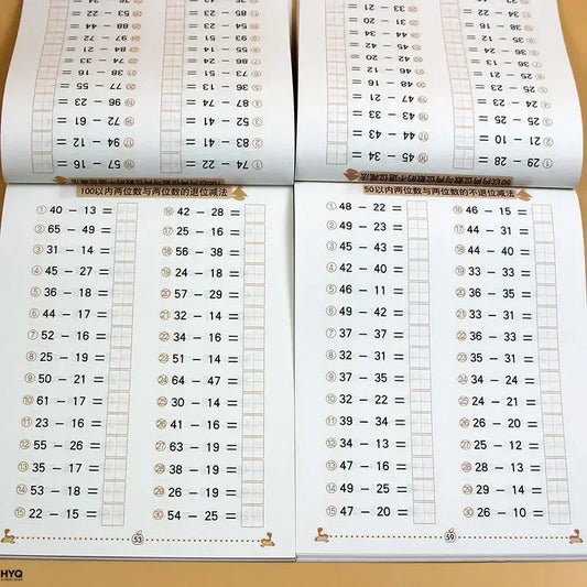 Mathematics Textbook for Kids - 10/20/50/100 Addition & Subtraction Cards Kindergarten Early Education Exercise Book
