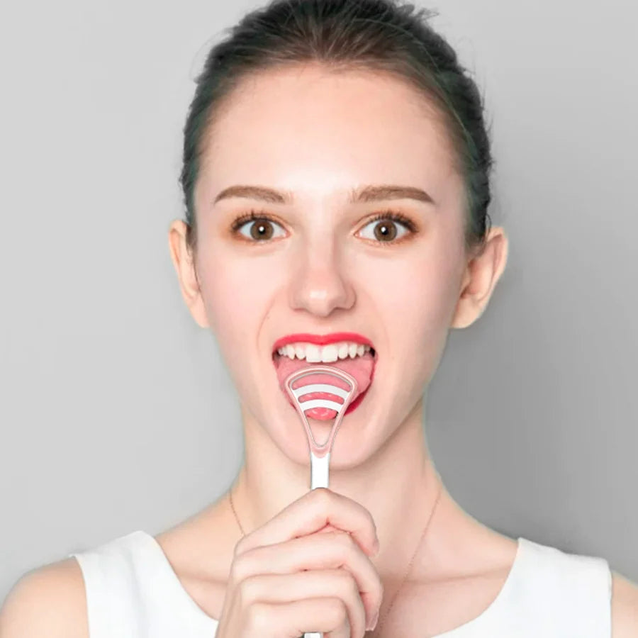 2PC Fawnmum Dual Uses Tongue Scraper Cleaners Reusable Oral Health Cleaning Brush Hygiene Care Toothbrush Mouth Fresh Breath