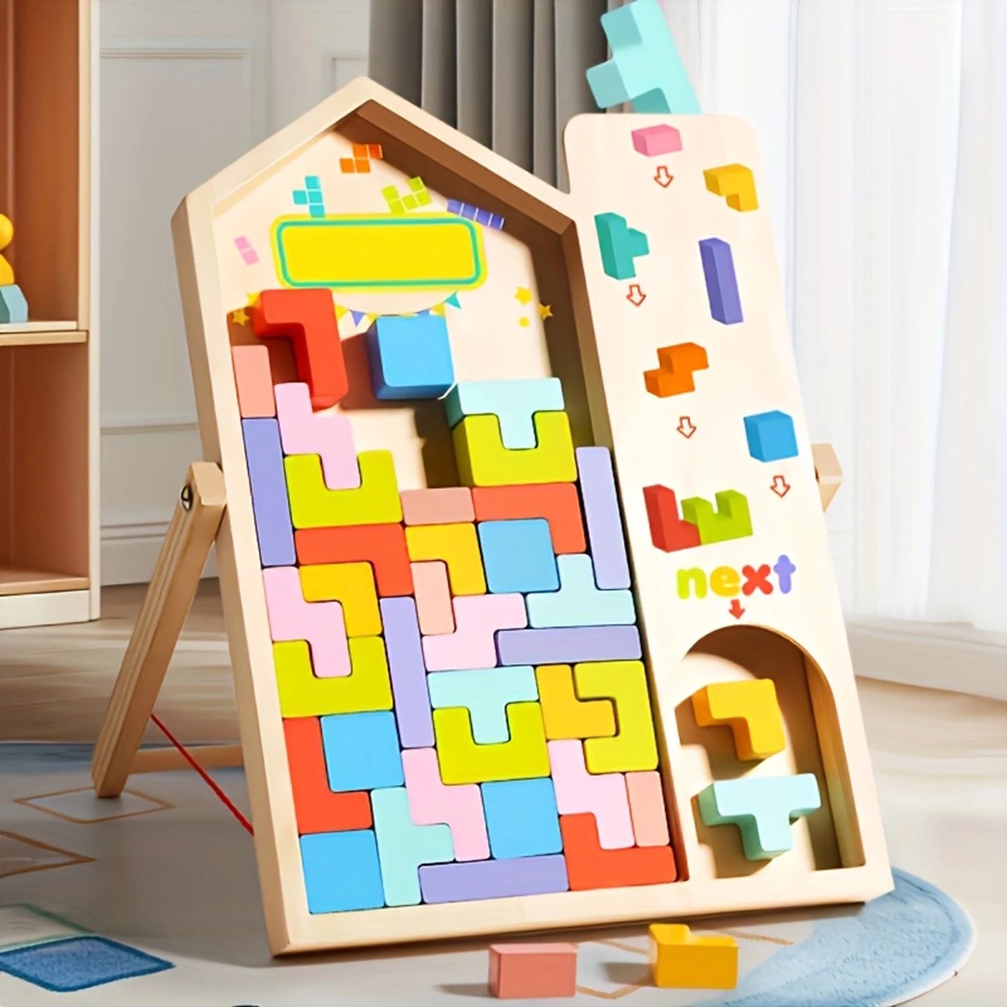 3D Wooden Puzzle Blocks for Kids Creative Building Toys Colorful Stacking Games Educational STEM Gifts Fun Learning Activities