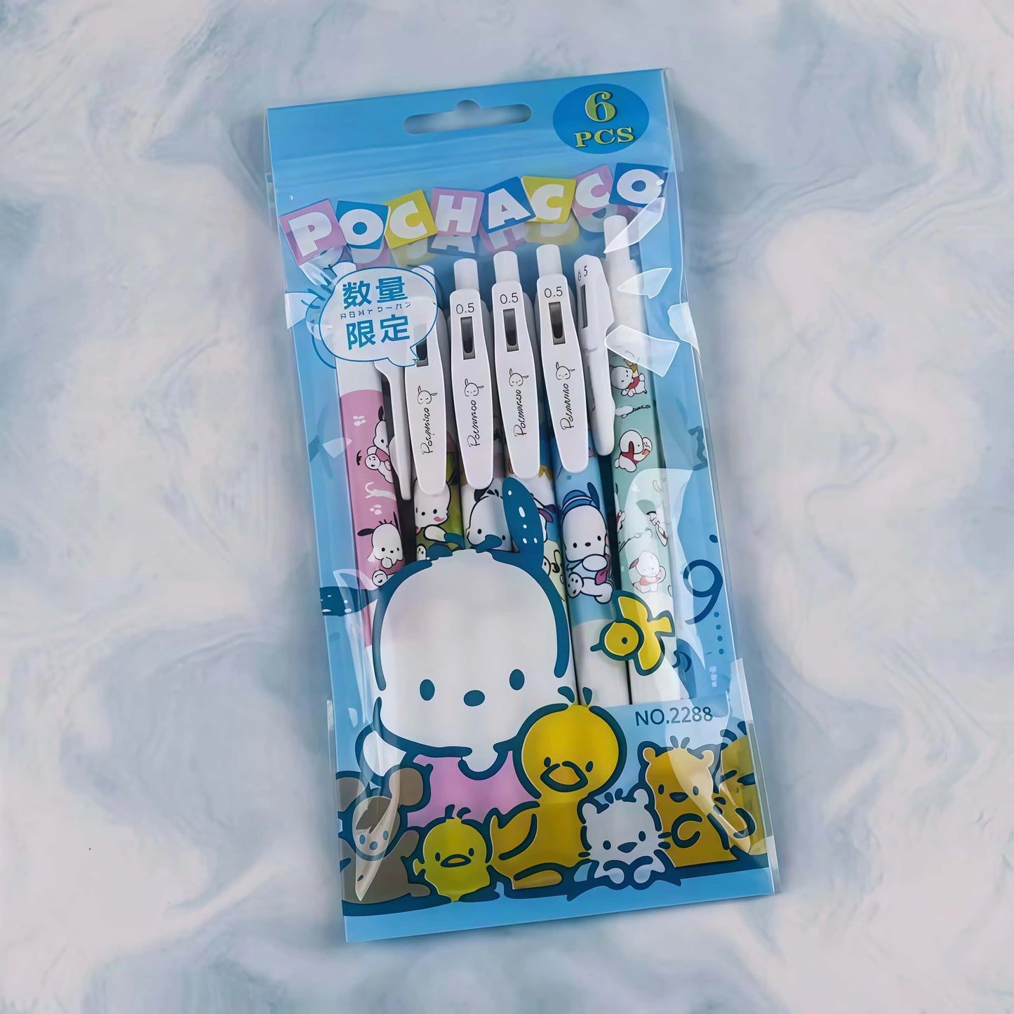 6Pcs/Pack Kawaii Sanrio Pochacco Gel Pens, Cute Cartoon Retractable Pens for Writing, Journal & Office Supplies