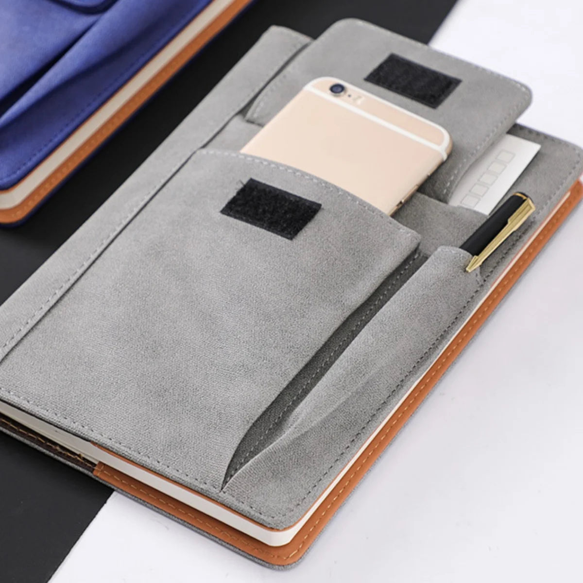 Storage Pocket Notebook Delicate Pu Cover Notebook Pen Loop Journal Rounded Corner A5 Notebook For Personal Use Gift Office Use