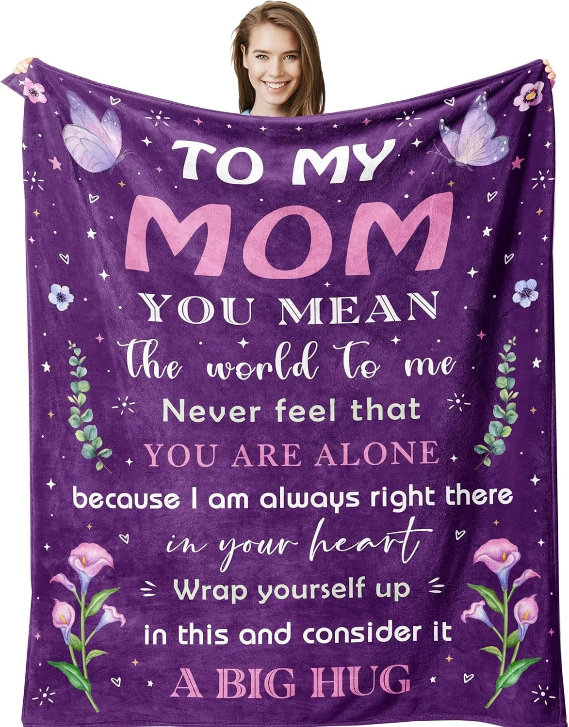 1PC Gift To Mom Thin Blanket for Anniversary Birthday Mothers Day Fathers day for Mom Dad Wife Sister Grandma Abuela Soft Throw