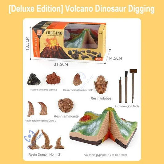 Pyramid Kids Toy Dinosaur Volcano DIY Fossil Archaeology Excavation Kit Skeletons Dig Stem Science Educational Toys for Children