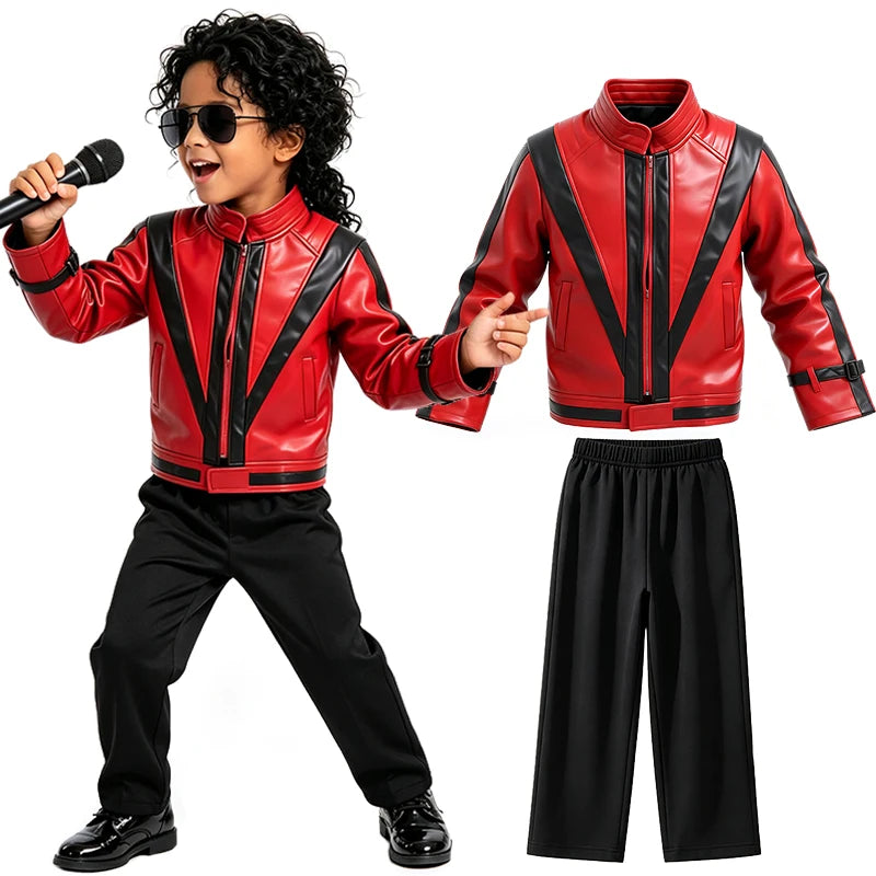 Pop Star Jackson Kids Clothes Halloween Cosplay 80s Singer Stage Performance Children's Costume Rock Disco Dancing Boys Outfits
