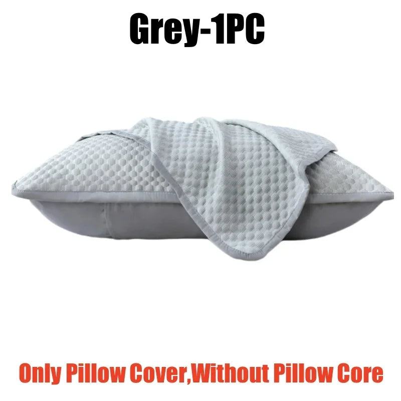 Cooling Ice Silk Pillowcase Solid Color Bean Fabric Summer Air Con Washable Home Use Plain Pillow Cover Without Pillow