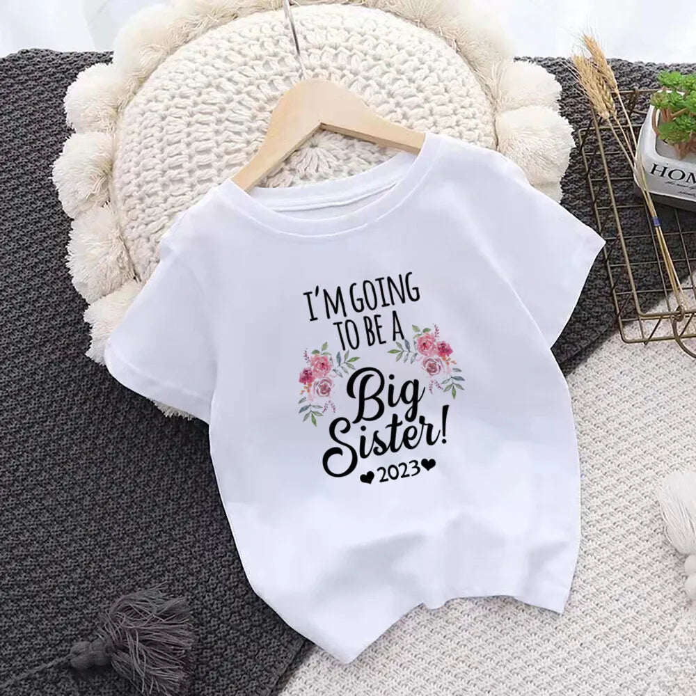 Promoted To Big Sister Kids T-Shirt Childrens T Shirt Baby Announcement Top Toddler Tshirt Summer Clothes Girls Short Sleeve Tee