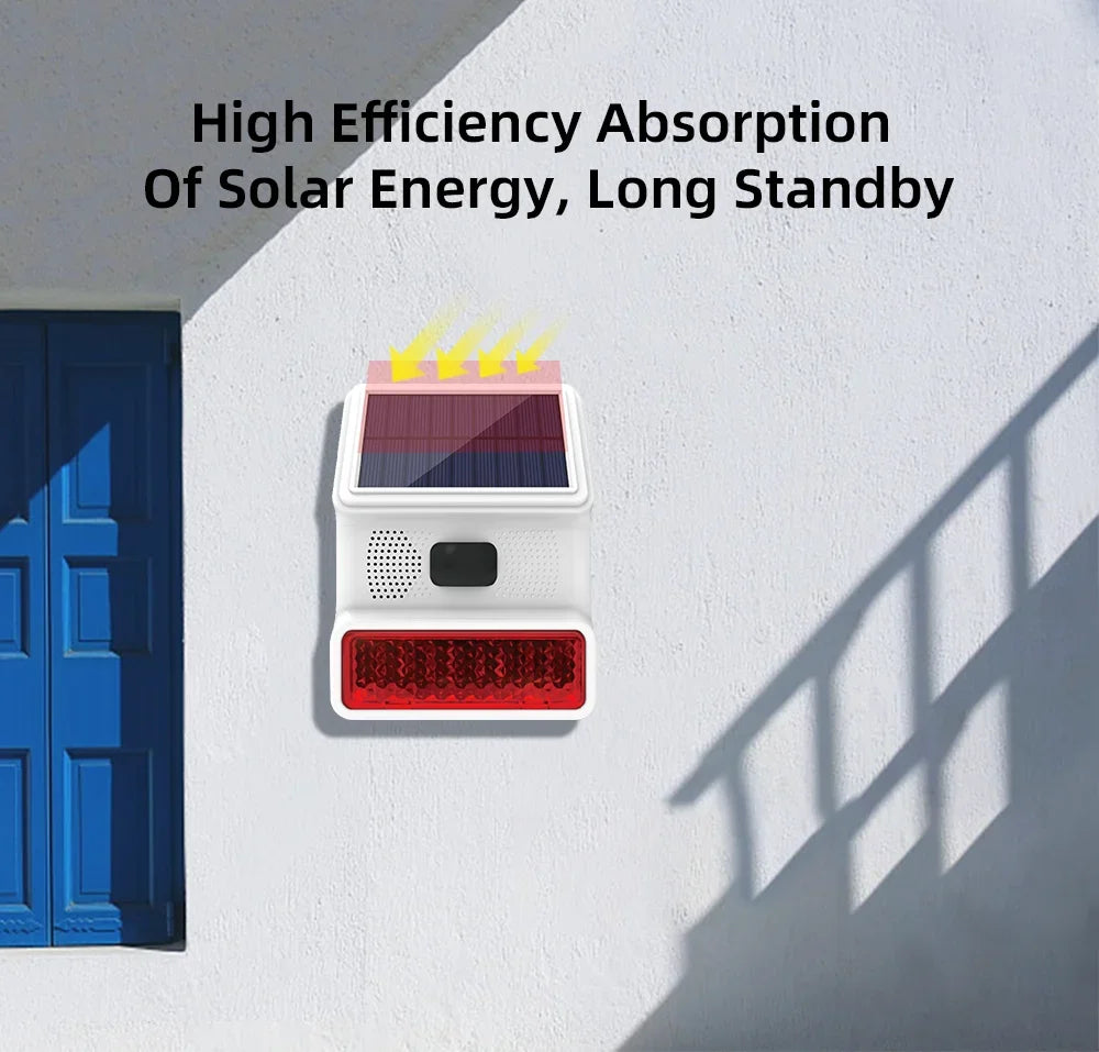 433MHz Wireless Outdoor Installation Alarm, No Need to Connect Power Supply, Solar Powered Continuation, Connected to the Host