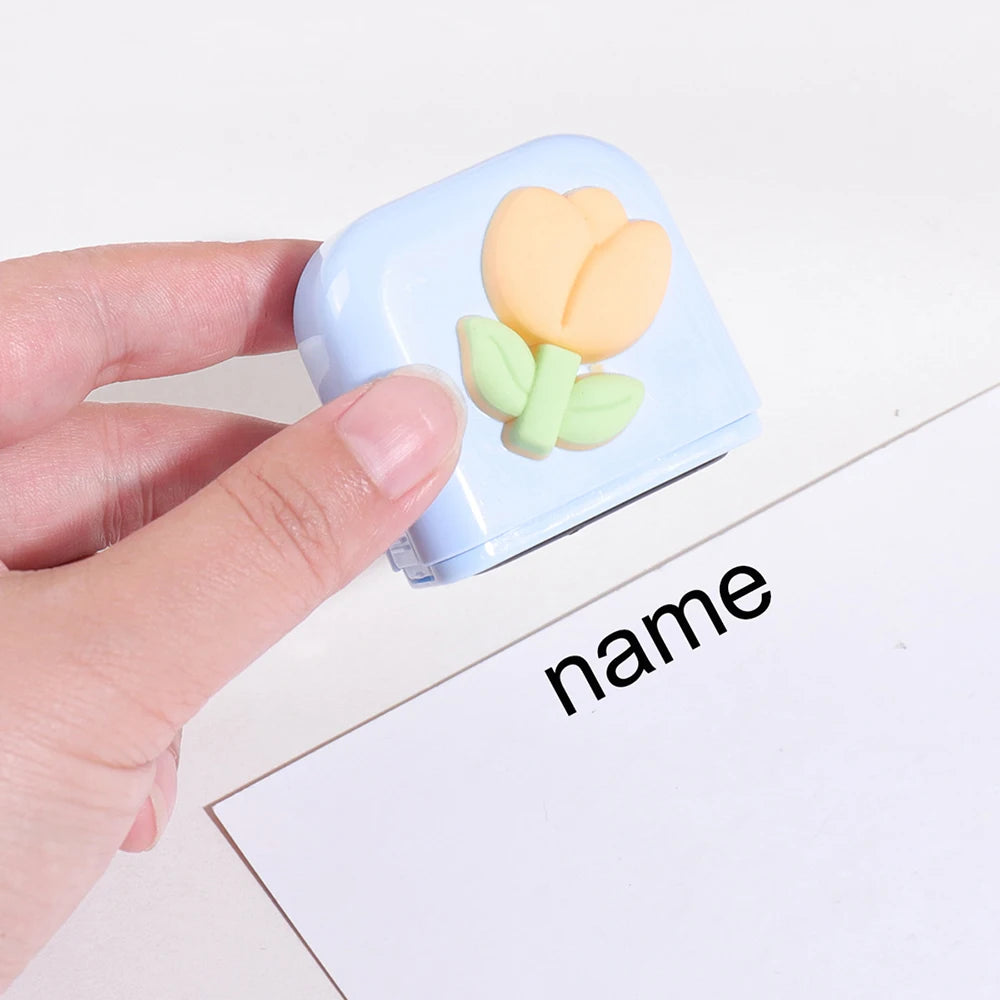 Flower Custom Kids Name Stamp Signature Customized Text Seal Waterproof Ink Kindergarten Clothing Label Personalized Name Stamp