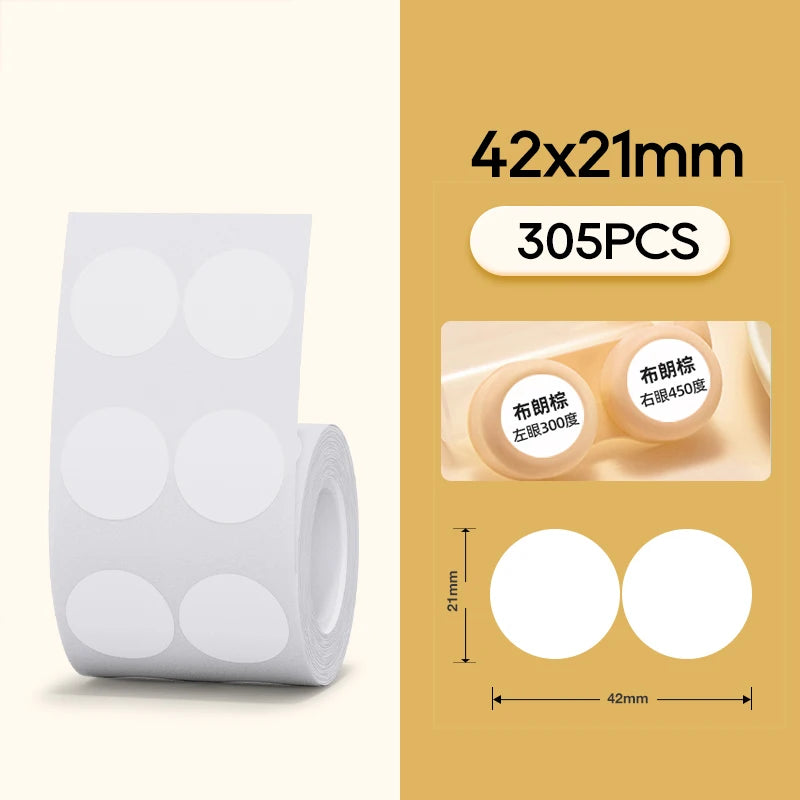 Niimbot Official Label Paper Roll Round White Transparent Sticker Paper Rolls for B21 B1 B203 Label Machine Printer