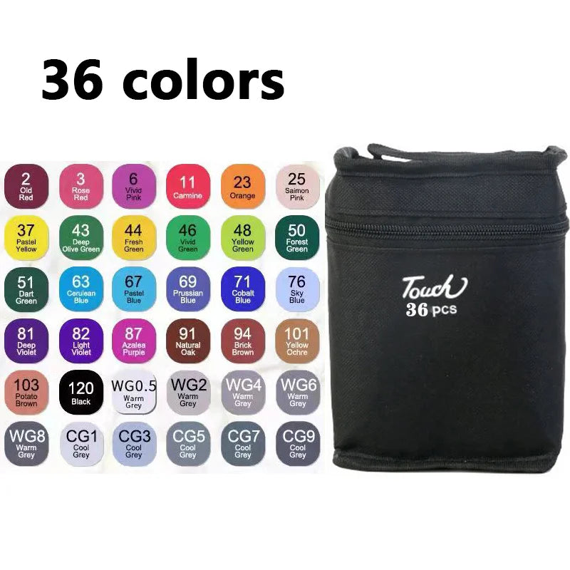 24-168 Colored Marker Pens Set Manga Brush Pen Drawing sketch Kawaii Art School Supplies Stationery Paint Lettering Markers