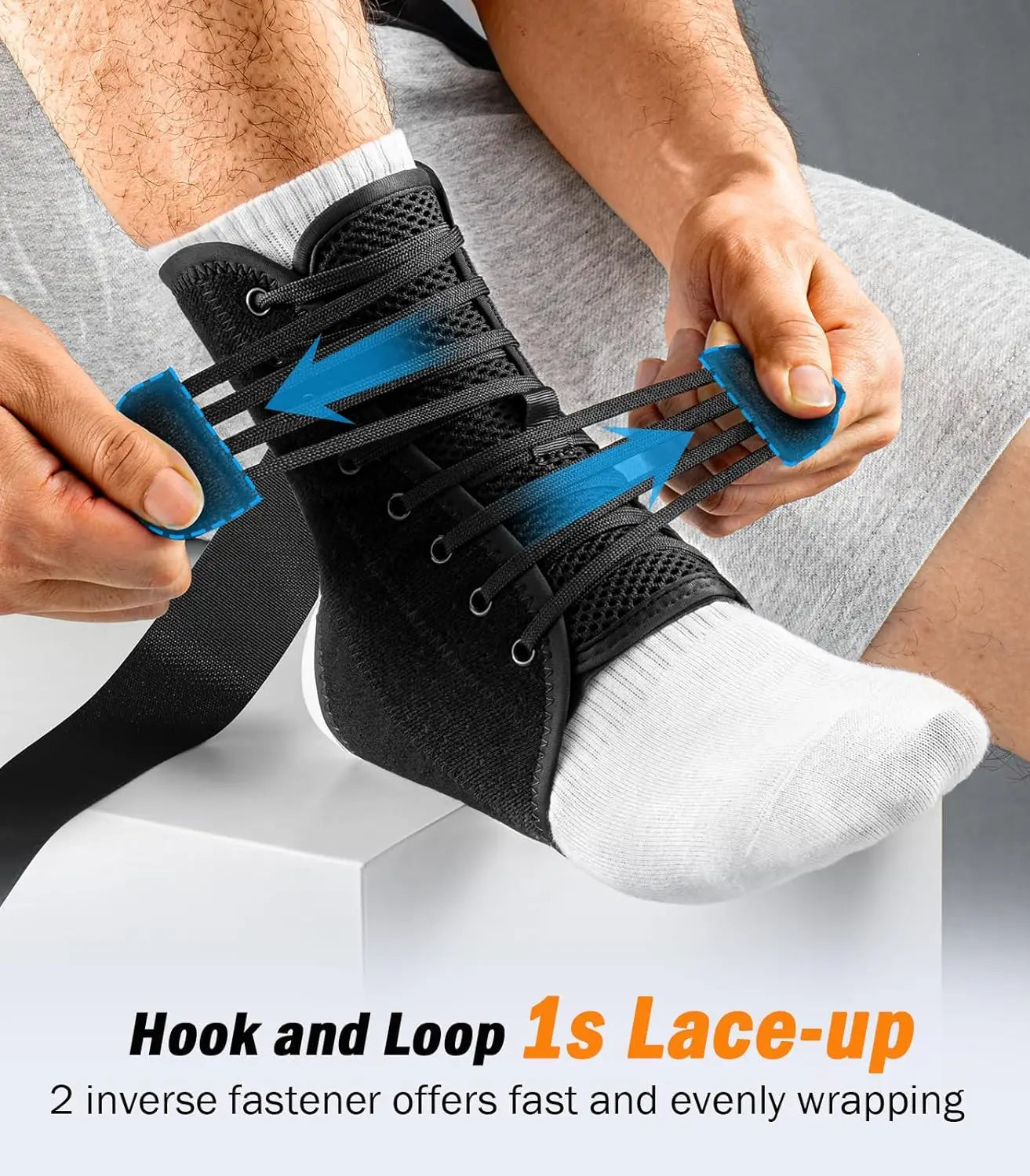 NEENCA Ankle Brace for Sprained Ankle, Quick Lace Up Ankle Support for Women Men Ankle Stabilizer Injury Recover Running Sports
