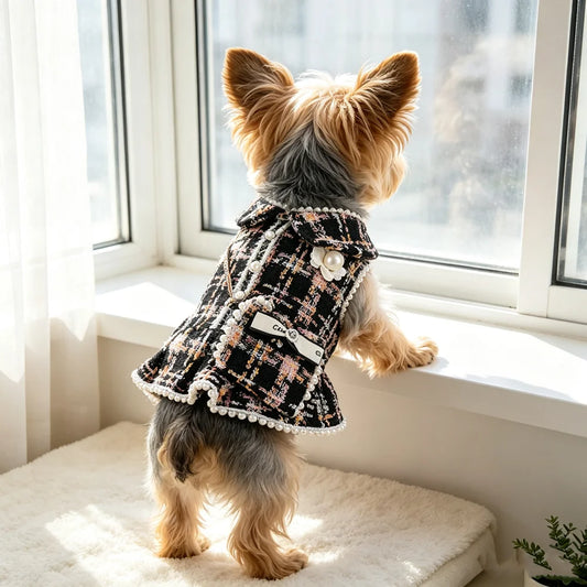 Pearl Princess Pet Outfit – Autumn & Winter Costume for Small Dogs & Cats, XS–XL