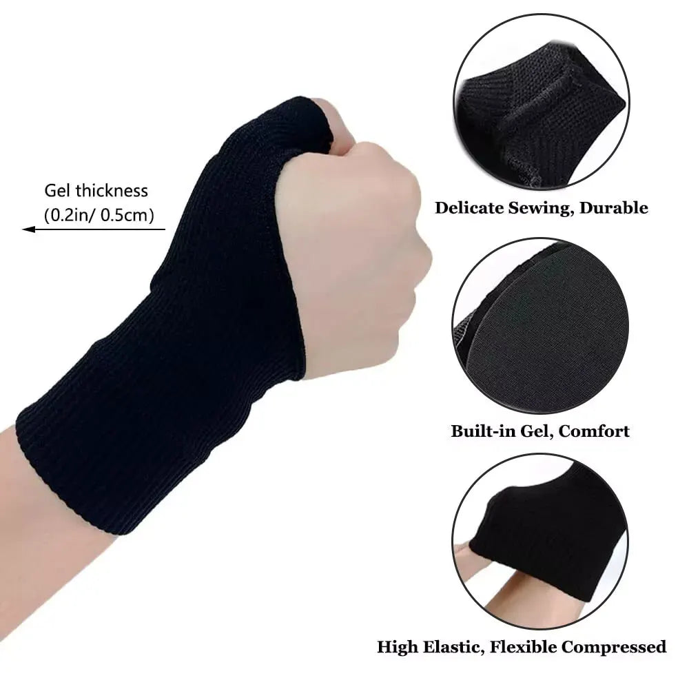 1Pair Wrist Thumb Compression Arthritis Gloves, Breathable Wrist Support Brace Wrist Sleeve With Gel Thumb Injury Pads Protector