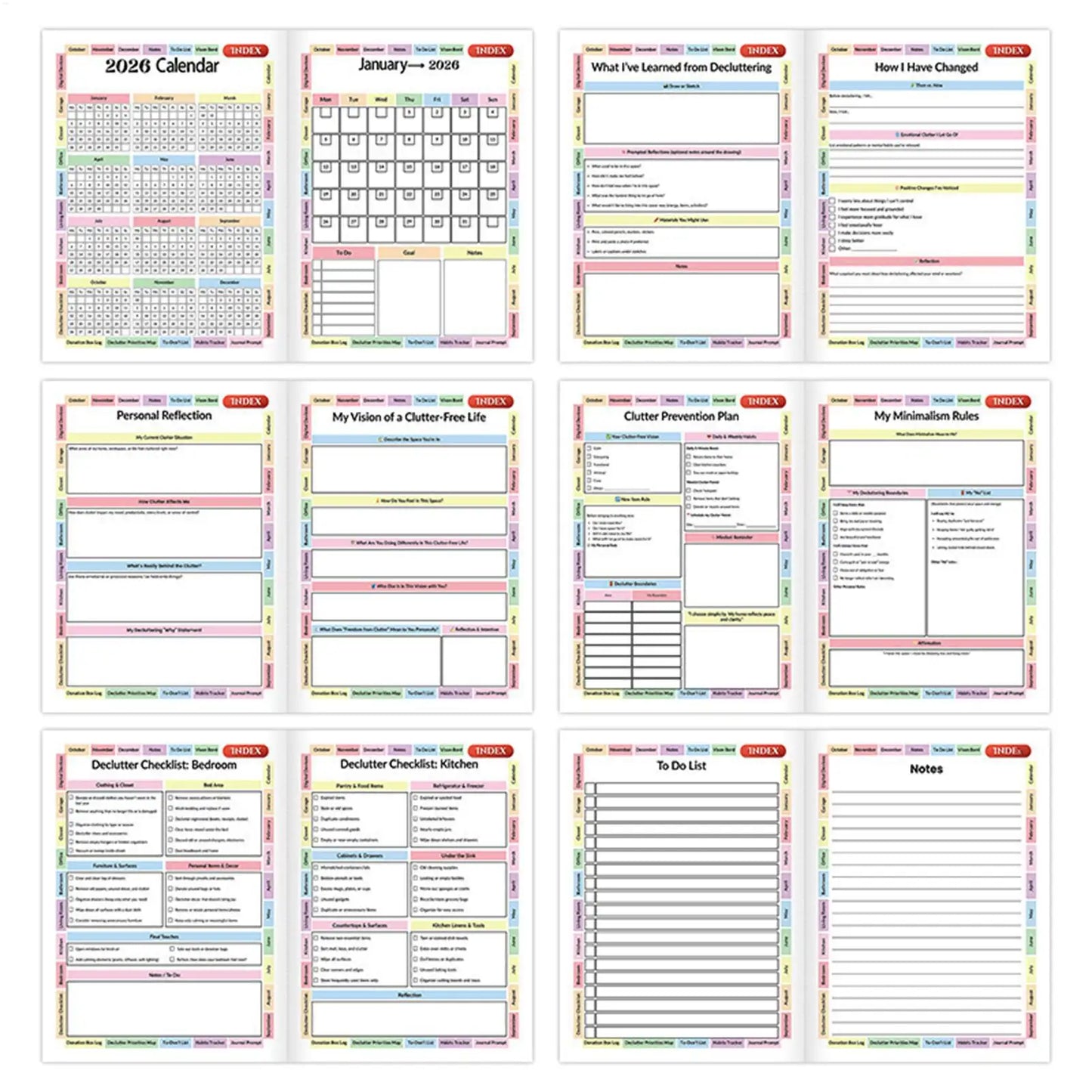 Declutter Planner 2026 Coloring Schedule Organizer Goal Planner Workbook Monthy Planner for Daily Task Management notebook