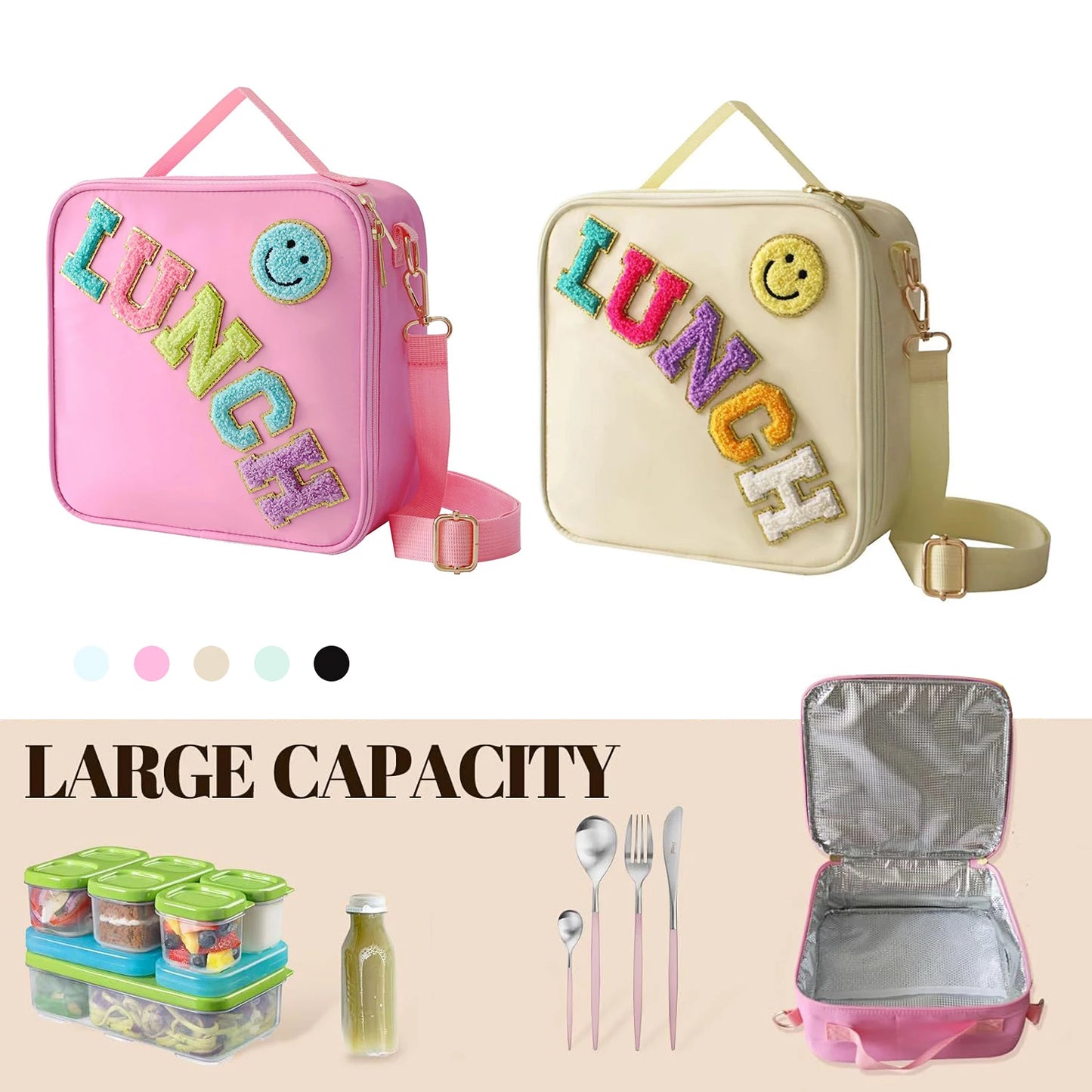 Lunch Bag with Aluminum Film Adjustable Shoulder Strap for Kids Back to School Food Insulated Lunch Cooler Bag Food Lunch Box