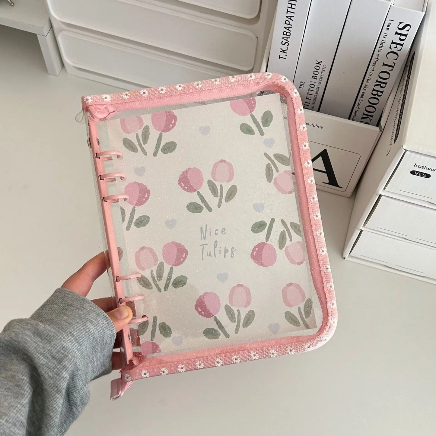 A5 A6 Zipper Binder Photo Card Collection Book Postcard Organizer Diary Notebook School Stationery
