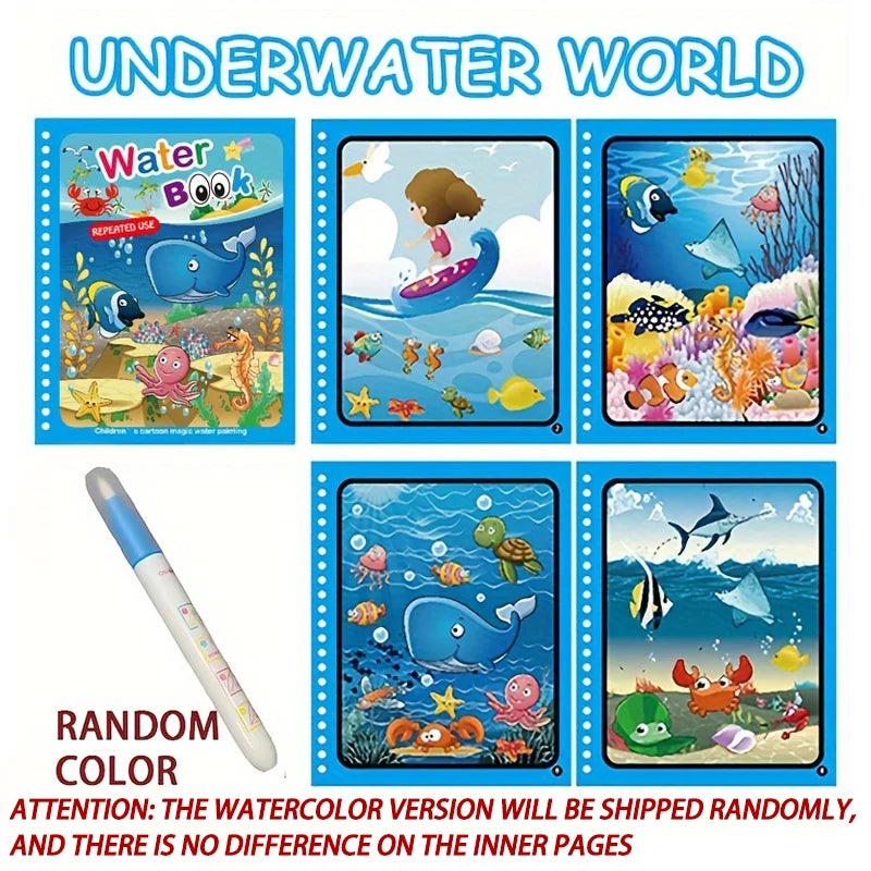 1pc Reusable Water Drawing Book Magic Water Book Mess-Free Magic Painting Pad with Refillable Water Pen Learning  Education Toy