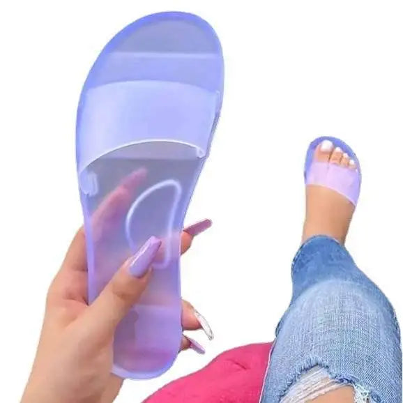 Large Size Women's Sandals  Independent Station WISH Crystal Jelly Slippers Casual Style Polyester Inner Material