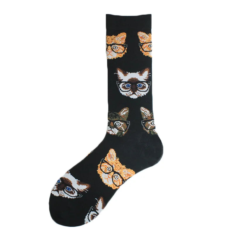 Happy Colorful Funny Socks Men Skateboard Shark Dinosaur Astronaut Planet Divertidos Hip Hop Sokken Harajuku Unisex Crew Socks