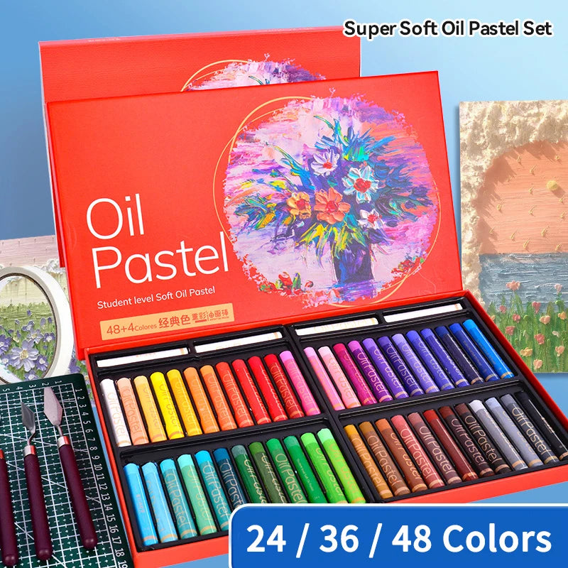 Artist Soft Oil Pastel Set 24/36/48 Colors Professional Painting Drawing Graffiti Art Crayons Washable Non Toxic Oil Paint Stick