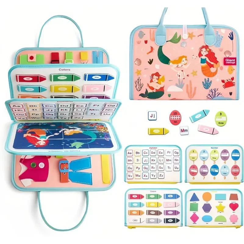 Toddler Montessori Busy Board Sensory Activity Educational Toy Polyester Fine Motor Skills Development Travel Learning Gift Kids