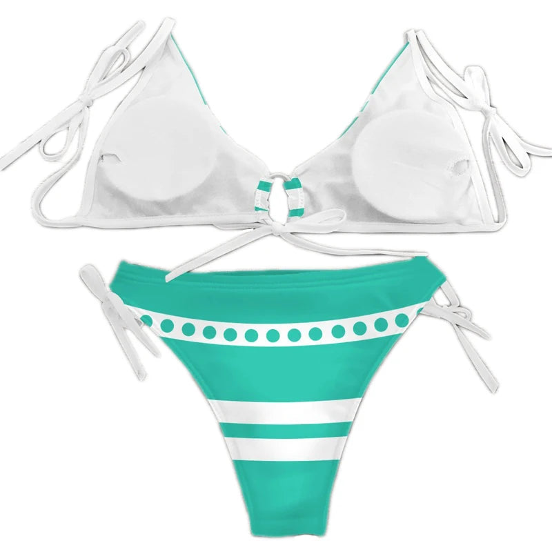 Anime Cartoon Printing Swimsuit Bikini Nami Cosplay Women Sexy Summer Swimwear Outfits Halloween Party Costumes Suit