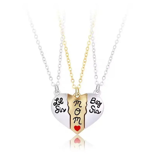 2/3pcs Mother Daughter Necklaces for Women Girls Kawaii Mom Sisters Heart Shaped Pendant Chain Magnet Jewelry Mother's Day Gift