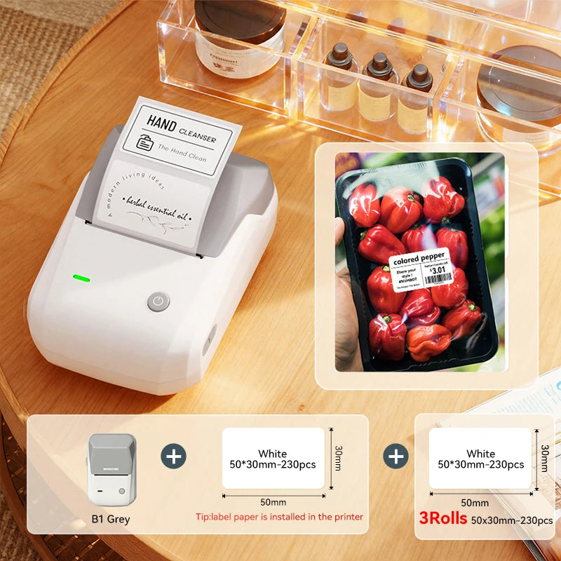NIIMBOT B1 Portable Thermal Printer With Tapes 2 Inch Adhesive Label Printer Mini Bluetooth Sticker Maker Support Smartphones PC