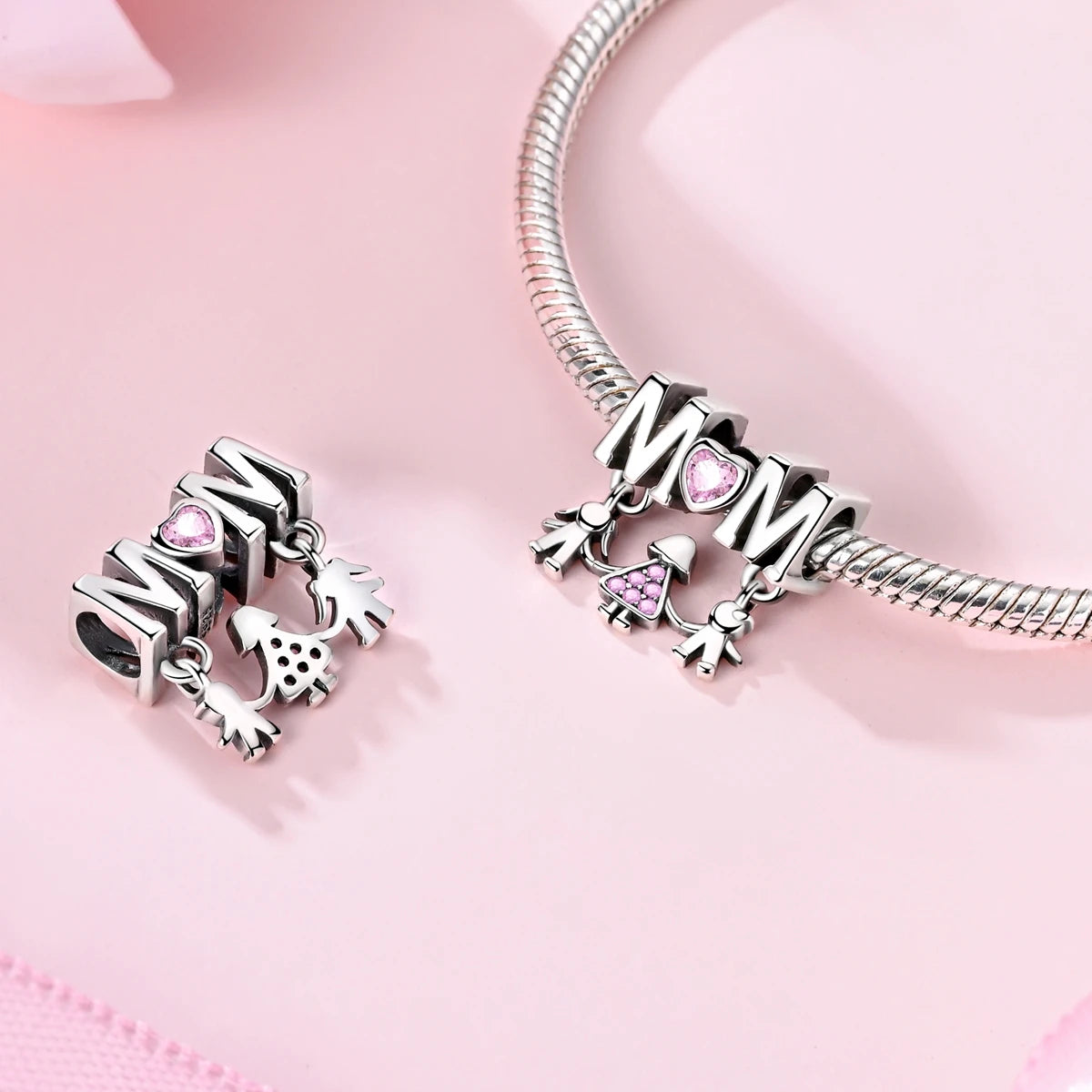 Woman Charms 925 Sterling Silver Beads MOM Mother Day Fit Bracelet Making Female Jewelry Gift