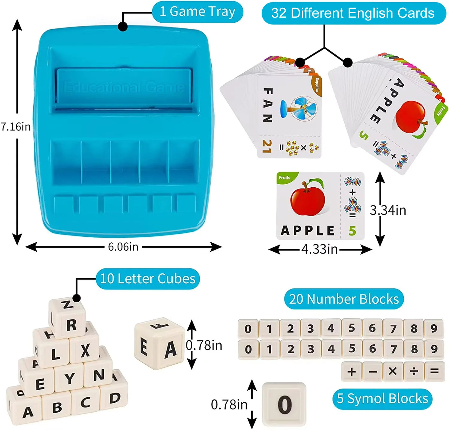 Educational Toys Learning Games for Kids 2 in 1 Matching Letter Spelling Number Cognition Early Math Game for Boys Girls Gifts