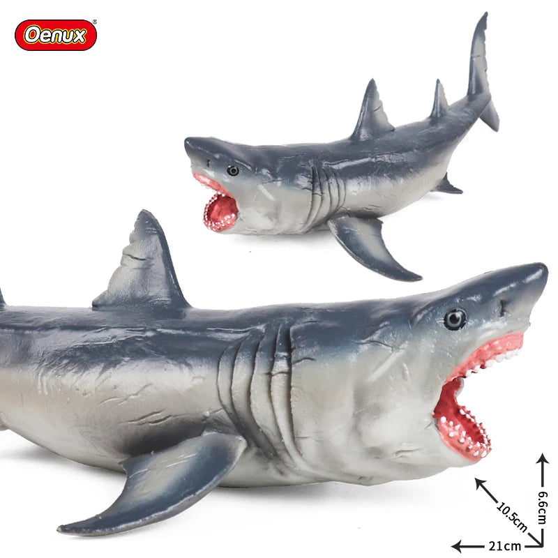 Oenux Ocean Animals Action Figures Sealife Shark Whare Megalodon Model Figurines PVC Home Decoration Kid Cognitive Education Toy
