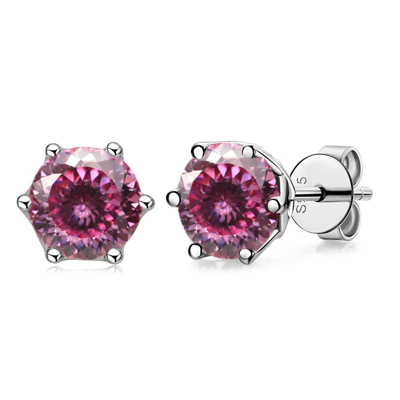 JoyceJelly 1/2/4CT VVS D Color Moissanite Russian Cut 8H8A Lab Diamond Stud Earrings For Women S925 Sterling Silver Fine Jewelry