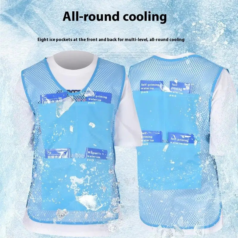 {MAX-66} 1 Pc Summer Cooling Vest Ice Bag Water Cooling Outdoor Workwear Heatstroke Pre Clothing Men Women Universal Normal Size